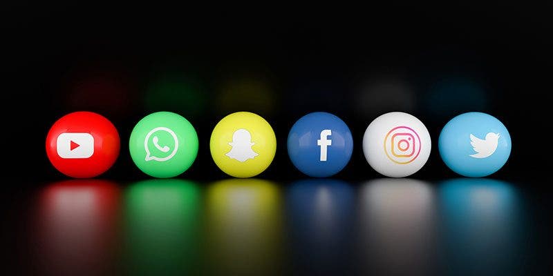 pool balls with social media logos