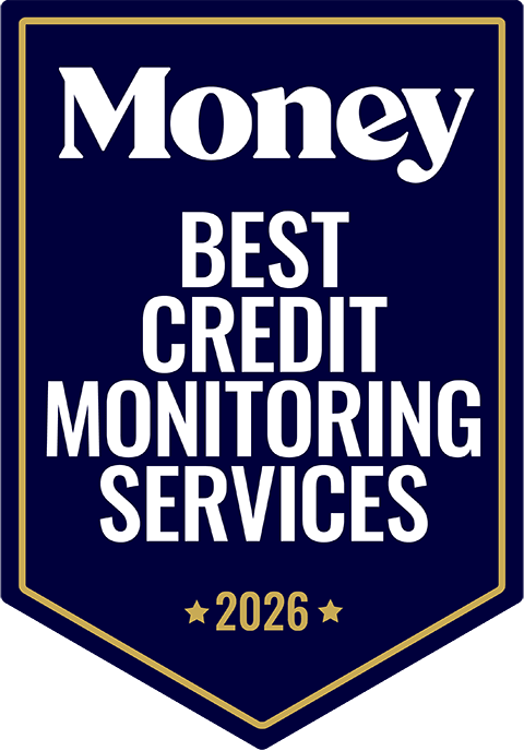 Money Magazine badge recognizing Best Credit Monitoring Services for 2026
